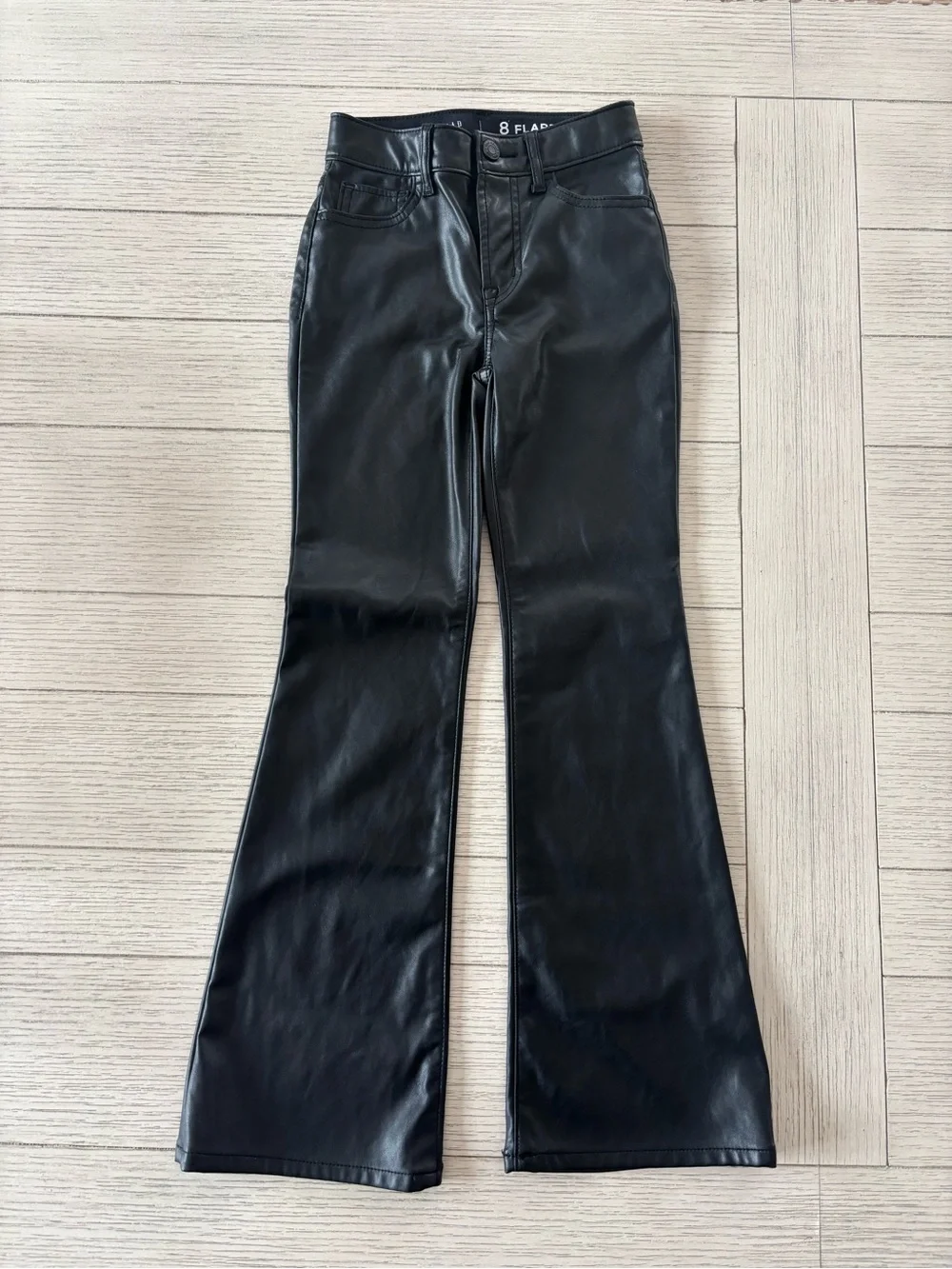 GAP Black Faux Leather Flare Pants